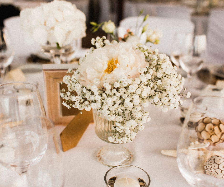 Pretty Wedding Table Scape with pretty gypsophila